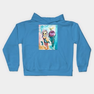 Sad Ice Cream Girl with Honey Bee Kids Hoodie